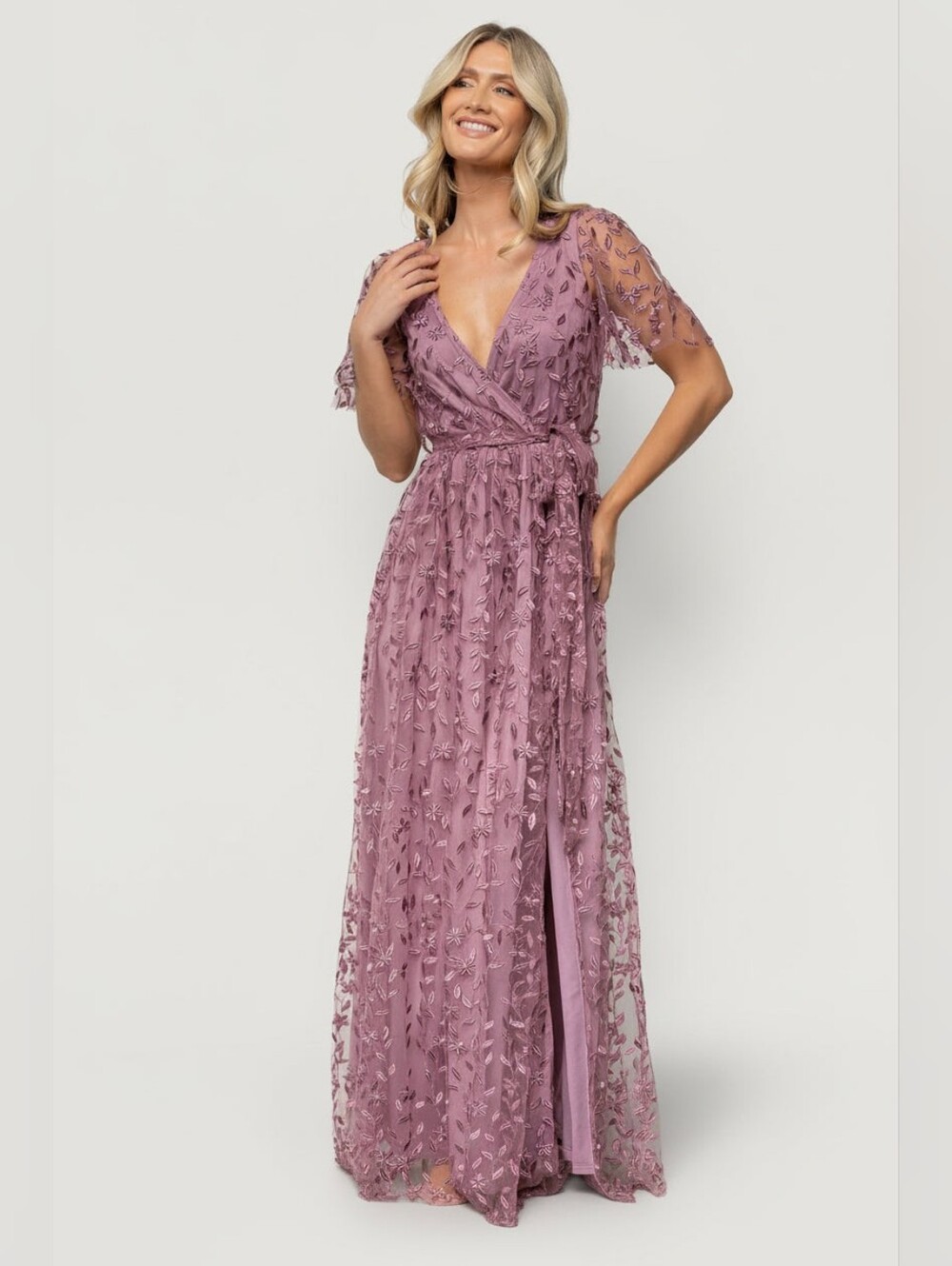 Baltic Born Marseille Embossed Maxi Dress in Lavender